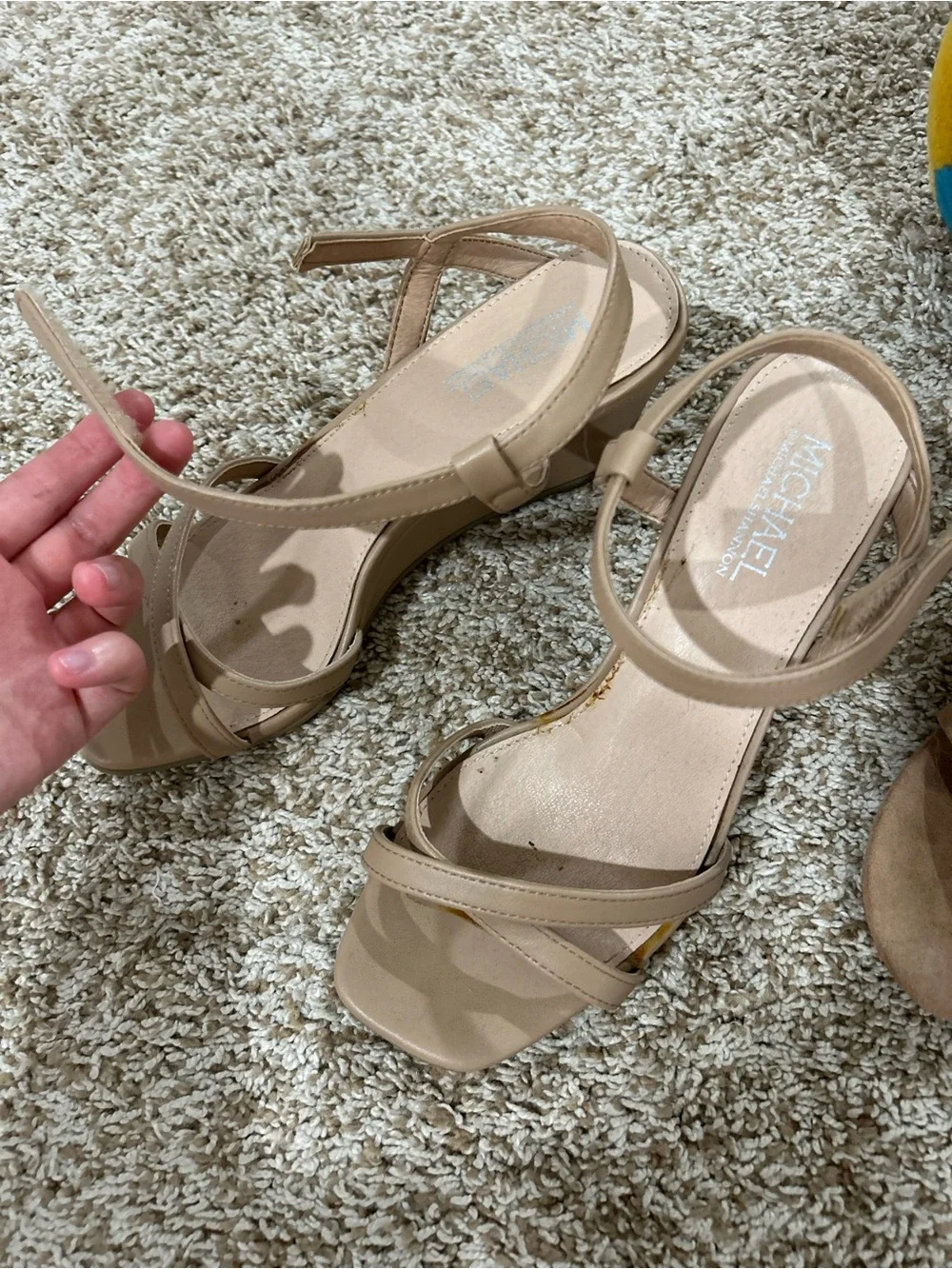 Beige Strappy Block Heel Sandals
